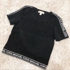 Logo Tape Stretch-Viscose Cropped T-Shirt